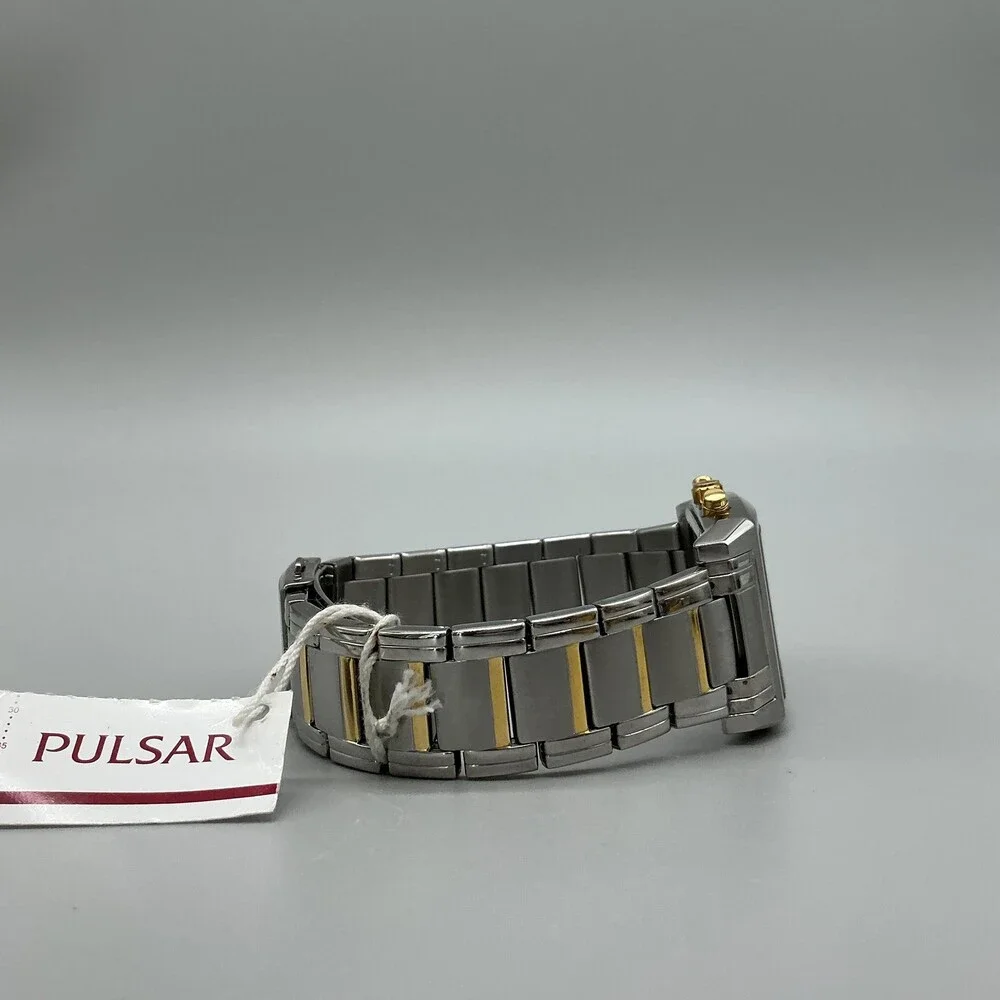 Pulsar YM92-X082 Mens Watch 34mm Chronograph Two Tone Bracelet New Battery 8.25